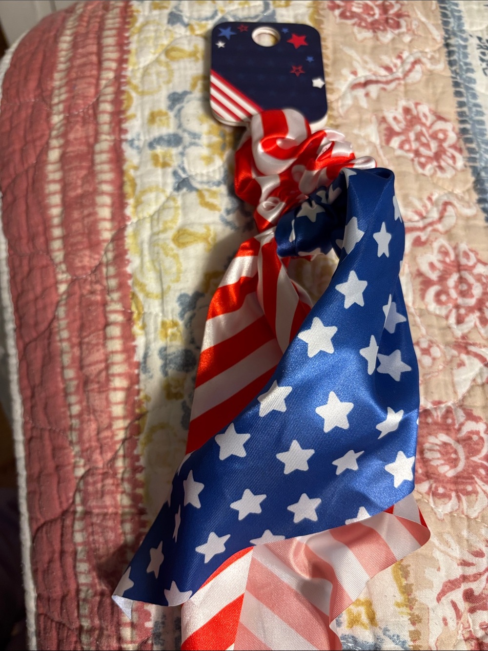 Patriotic Star & Stripe Hair Scarf Scrunchie